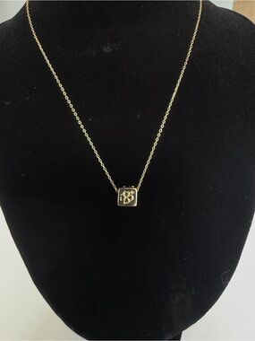 Maje Paris Gold Lucky Clover Square Pendant Necklace 15“ with 1.5” Extender